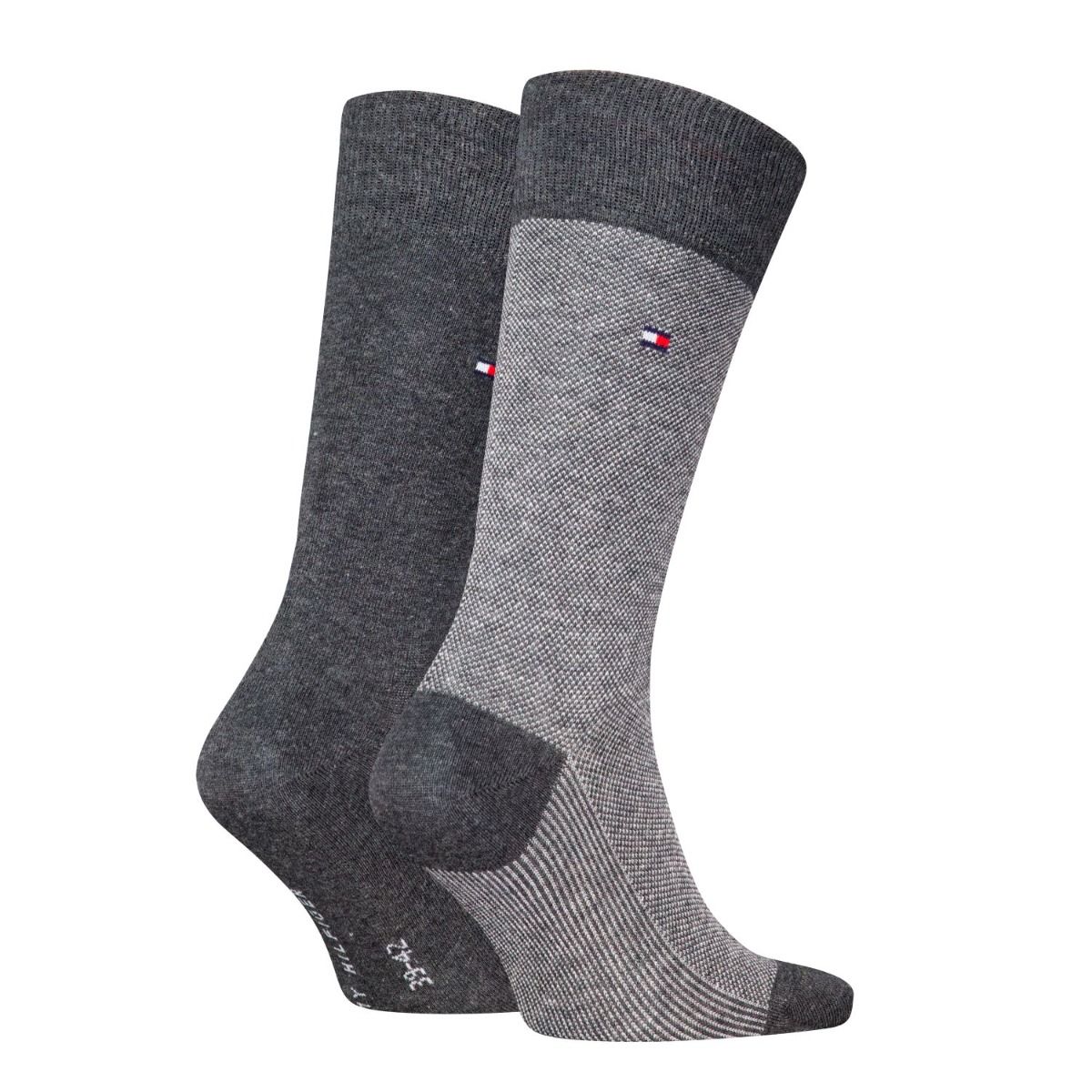 Tommy Hilfiger Sokken Heren Birdseye 2-pack Antraciet