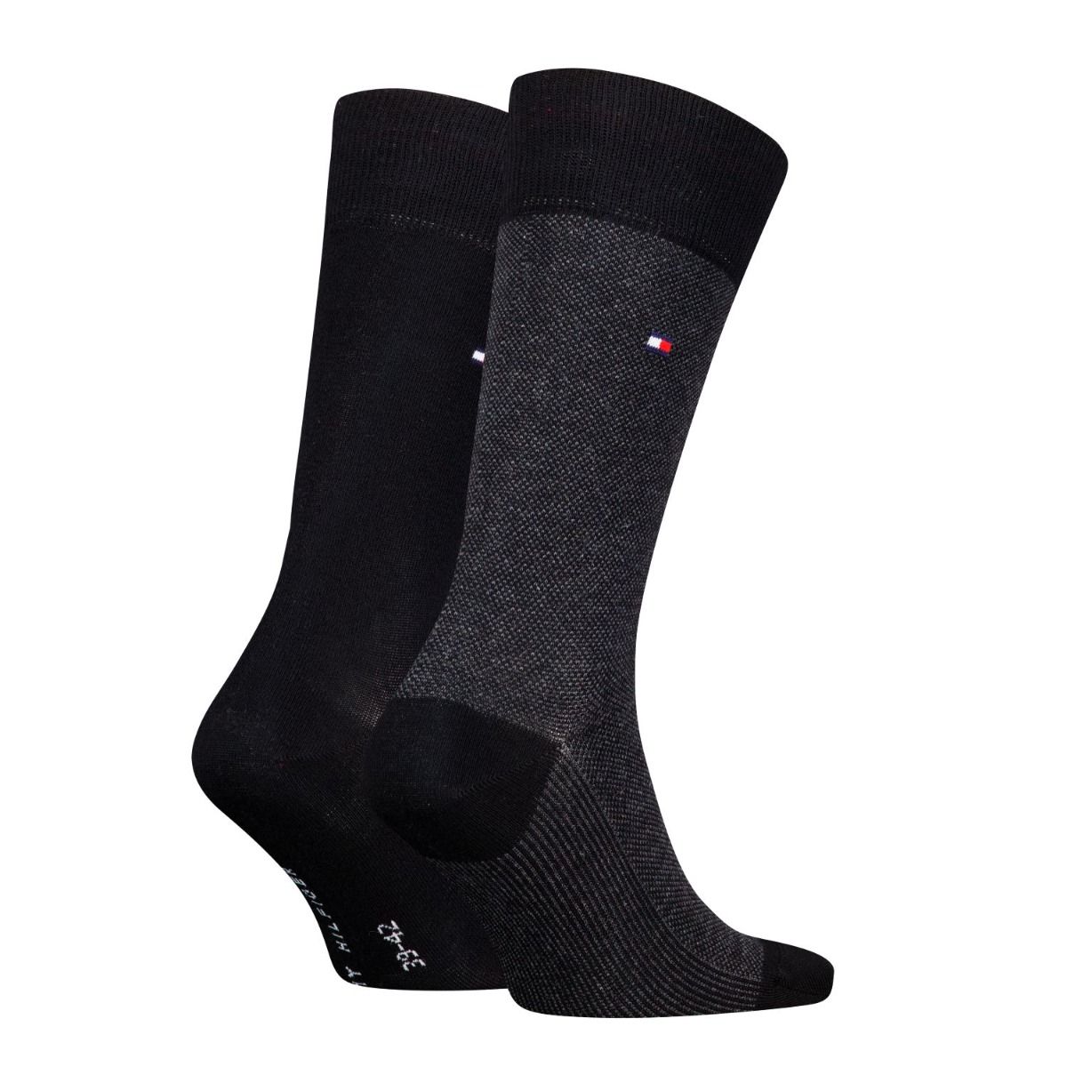 Tommy Hilfiger Sokken Heren Birdseye 2-pack Zwart