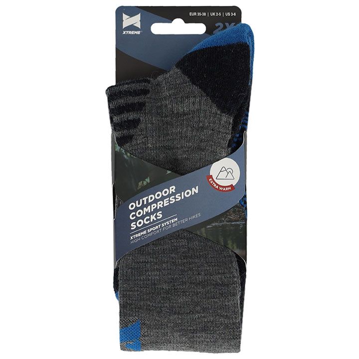 Xtreme Outdoor Sokken Compressie 2-pack Multi Grey