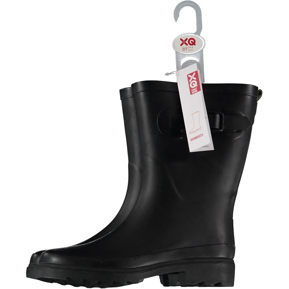 XQ Dames Rubberen Regenlaarzen met Riem Zwart 