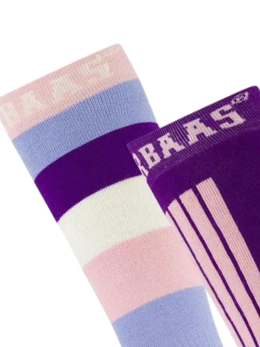 Poederbaas Skisokken 2-pack Striped Purple/Pink