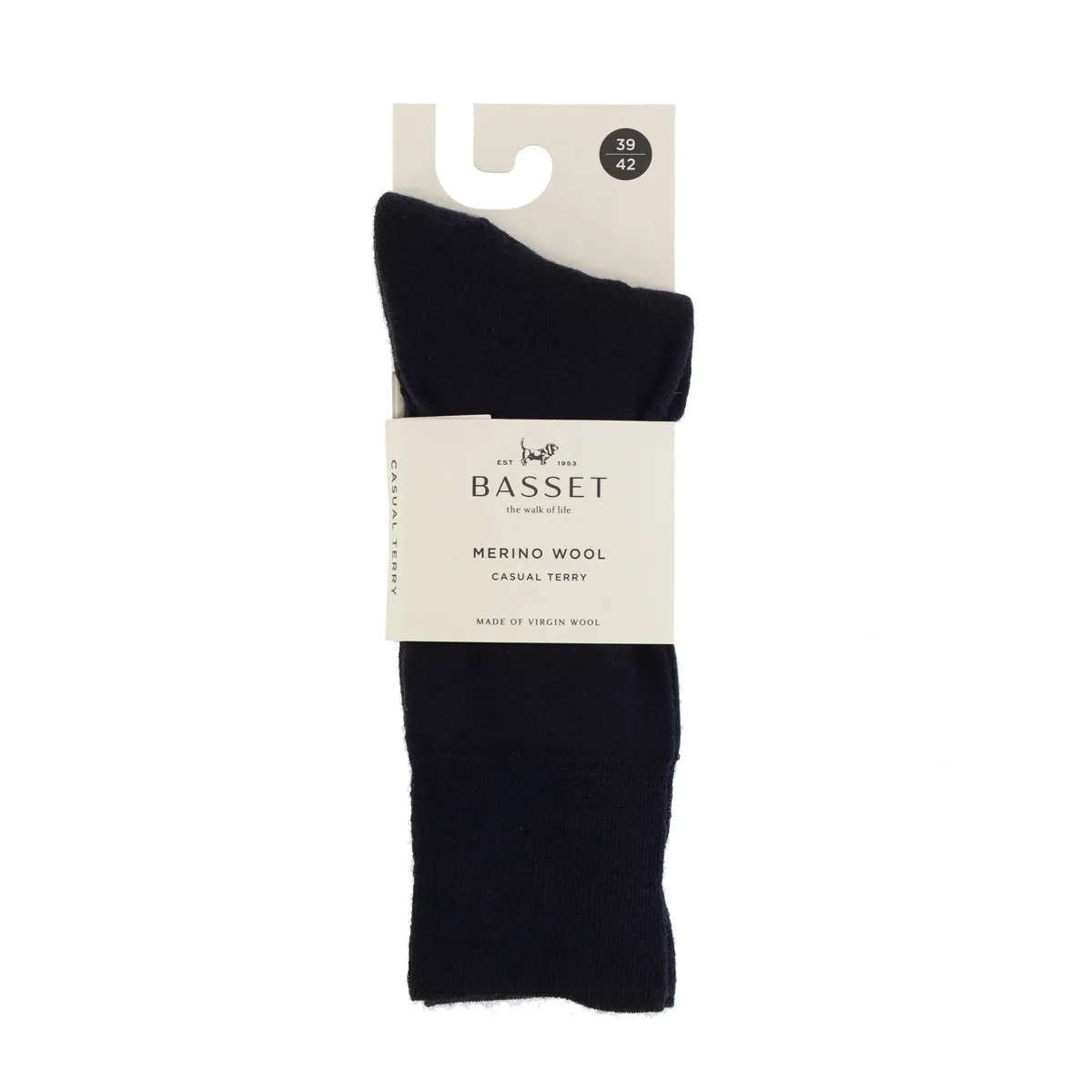 Basset Merinowollen Sokken Casual Badstof Zool Marine
