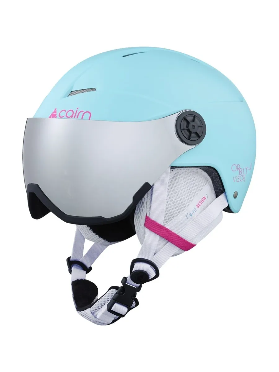 Cairn Kinder Skihelm met Vizier Orbit Visor Turquoise Neon Pink