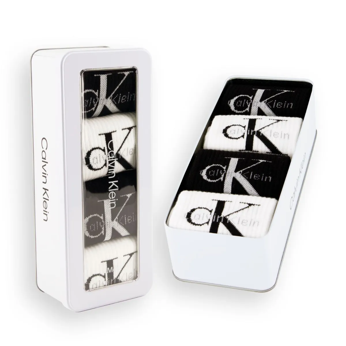 Calvin Klein Sokken Giftbox Heren Monologo 4-pack Wit/Zwart