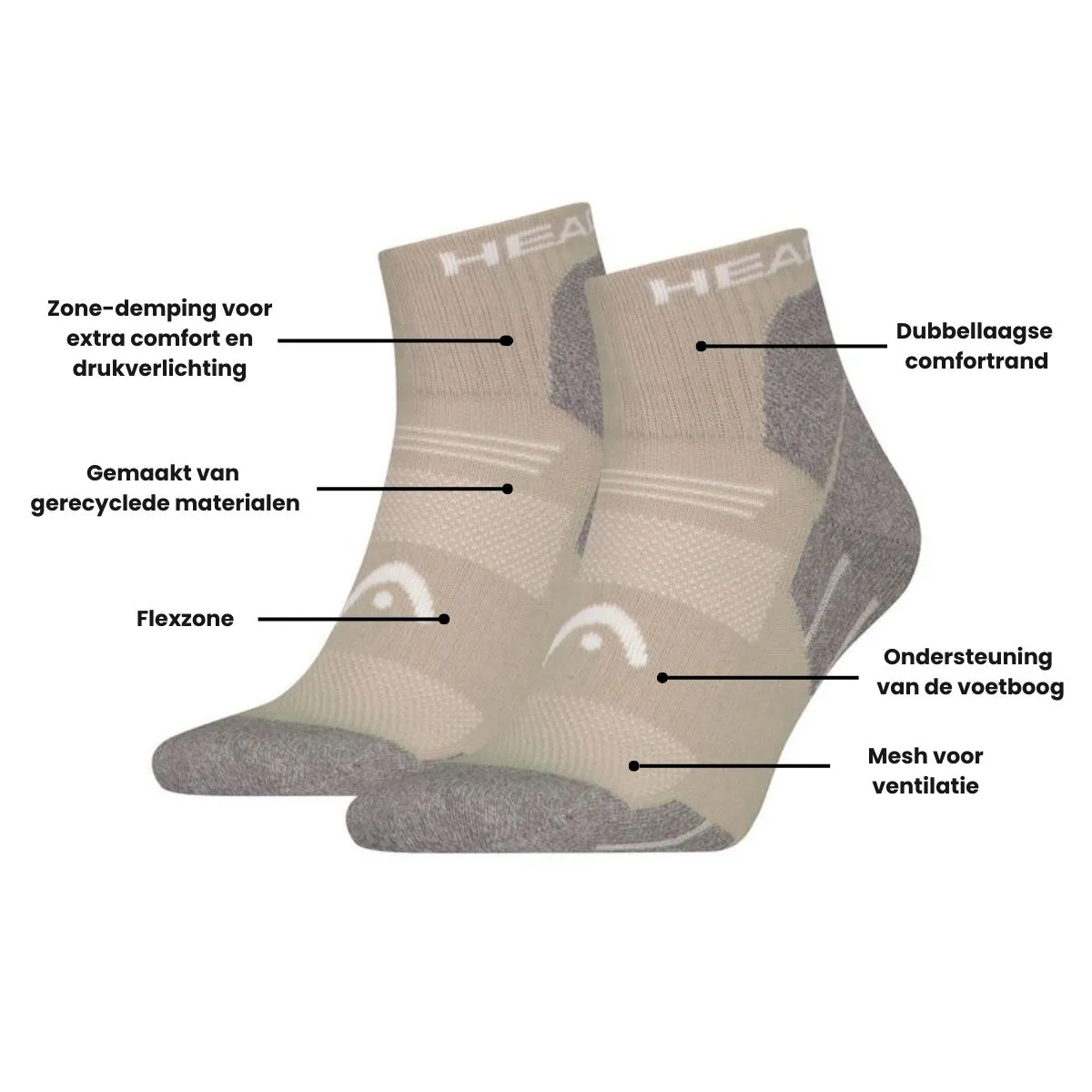 HEAD Wandelsokken All Climates Hiking Quarter 2-pack Taupe
