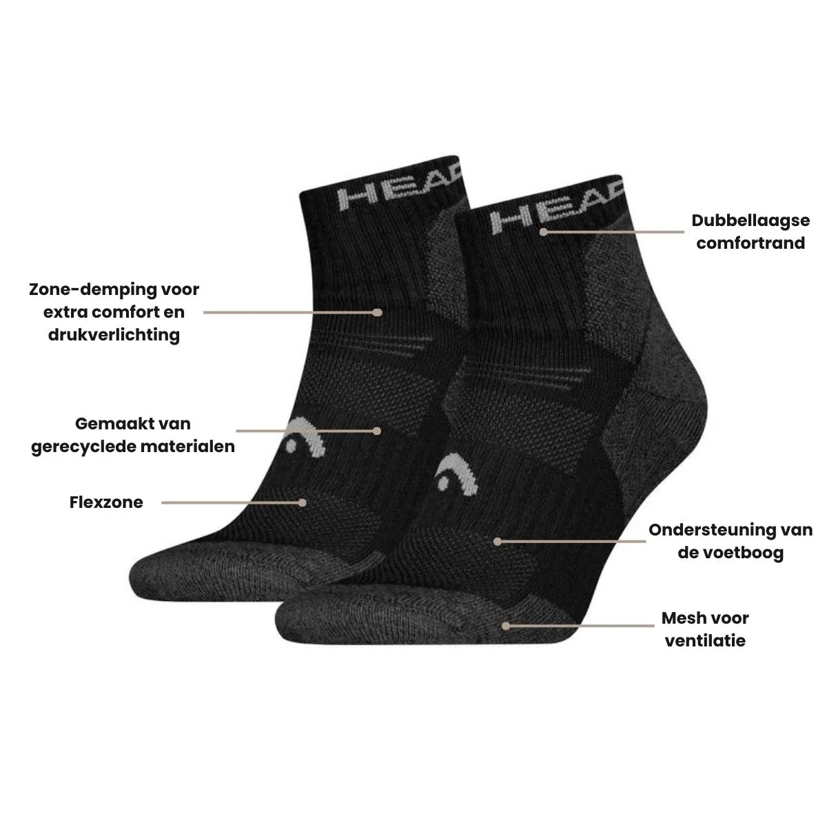 HEAD Wandelsokken All Climates Hiking Quarter 2-pack Zwart