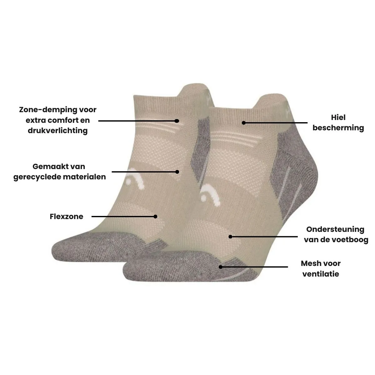 HEAD Wandelsokken All Climates Hiking Sneaker 2-pack Taupe