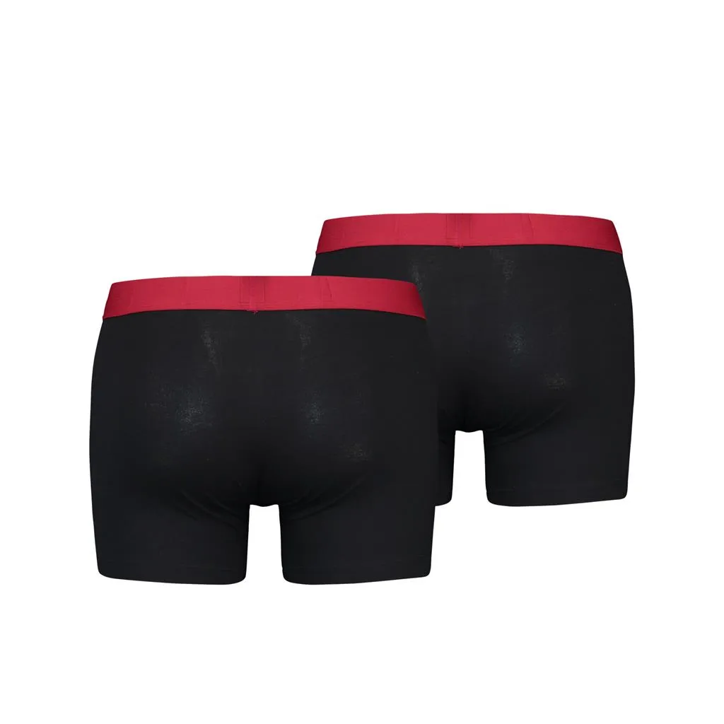 Levi's Boxershorts Heren 6-pack Solid Organic Cotton Zwart/Rood 