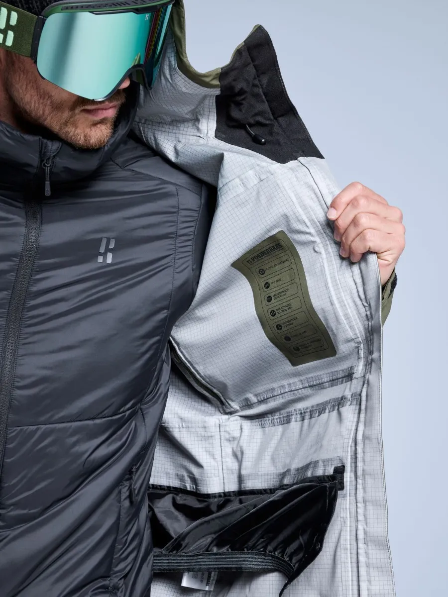 Poederbaas Ski-jas Heren Freeride 3L Hardshell Olive Green