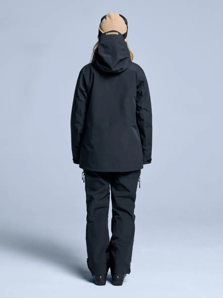 Poederbaas Ski-jas Dames Freeride 3L Hardshell Zwart