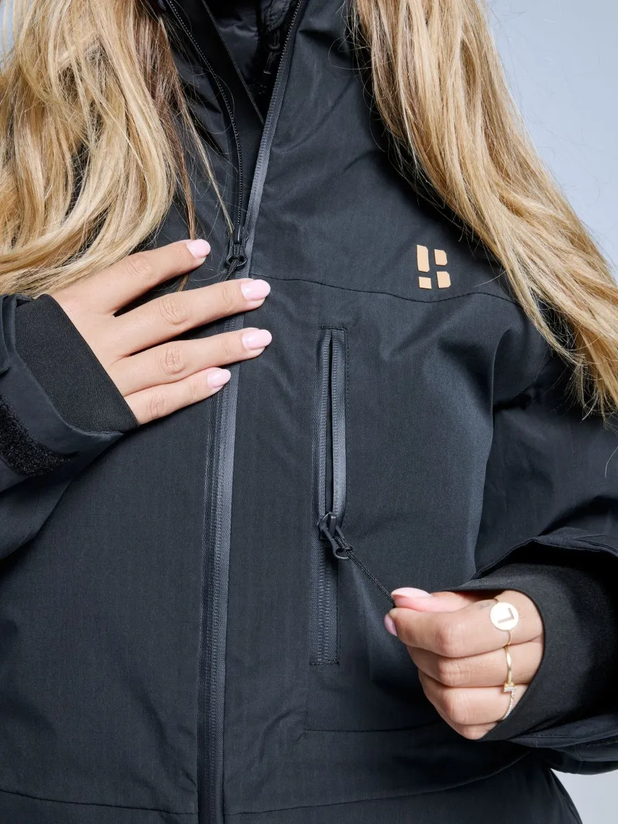 Poederbaas Ski-jas Dames Freeride 3L Hardshell Zwart