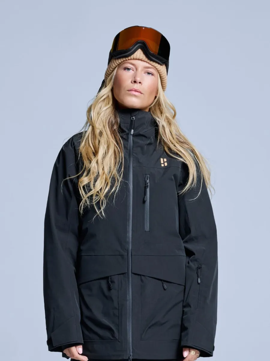 Poederbaas Ski-jas Dames Freeride 3L Hardshell Zwart