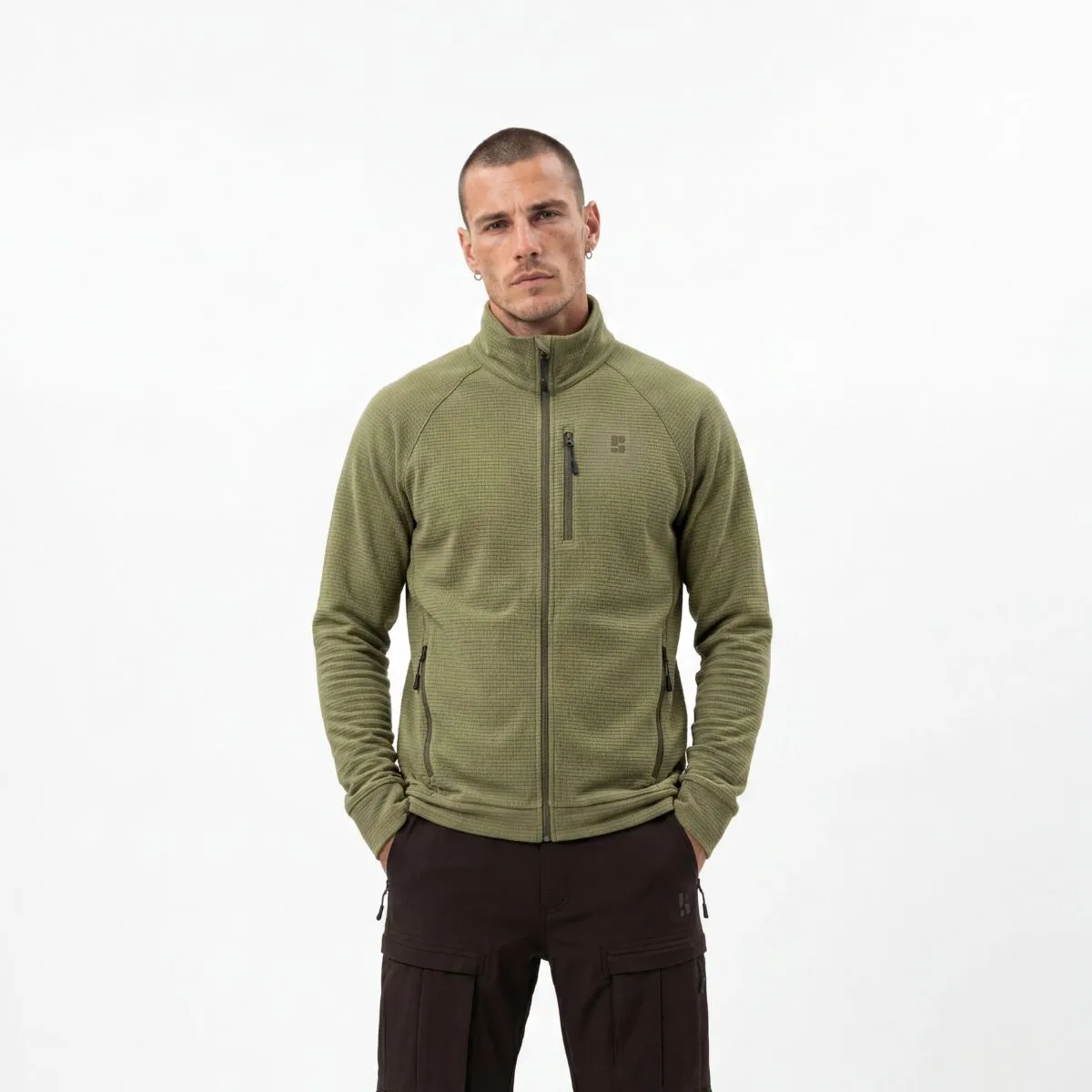 Poederbaas Outdoor Vest Heren Waffle Jacket Olive Green