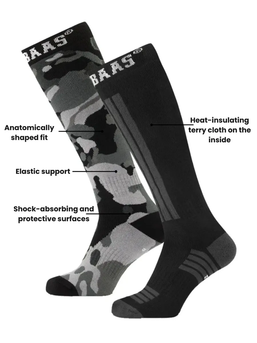 Poederbaas Skisokken 2-pack Camo Black