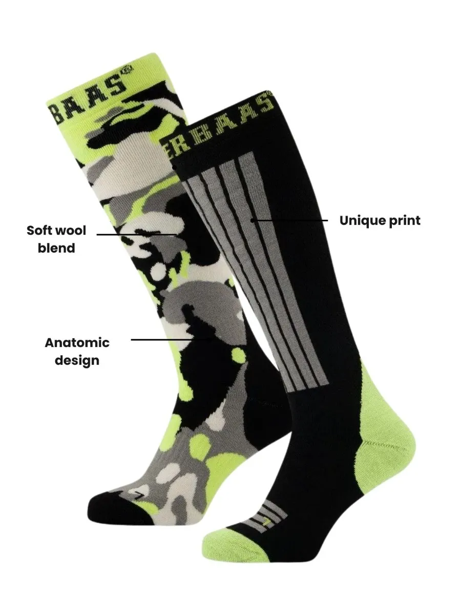 Poederbaas Skisokken 6-pack Camo Black