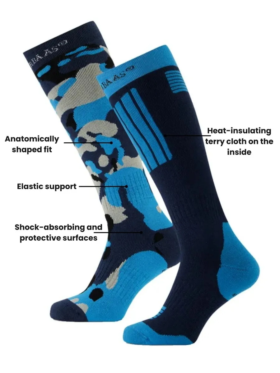 Poederbaas Skisokken 6-pack Camo Navy