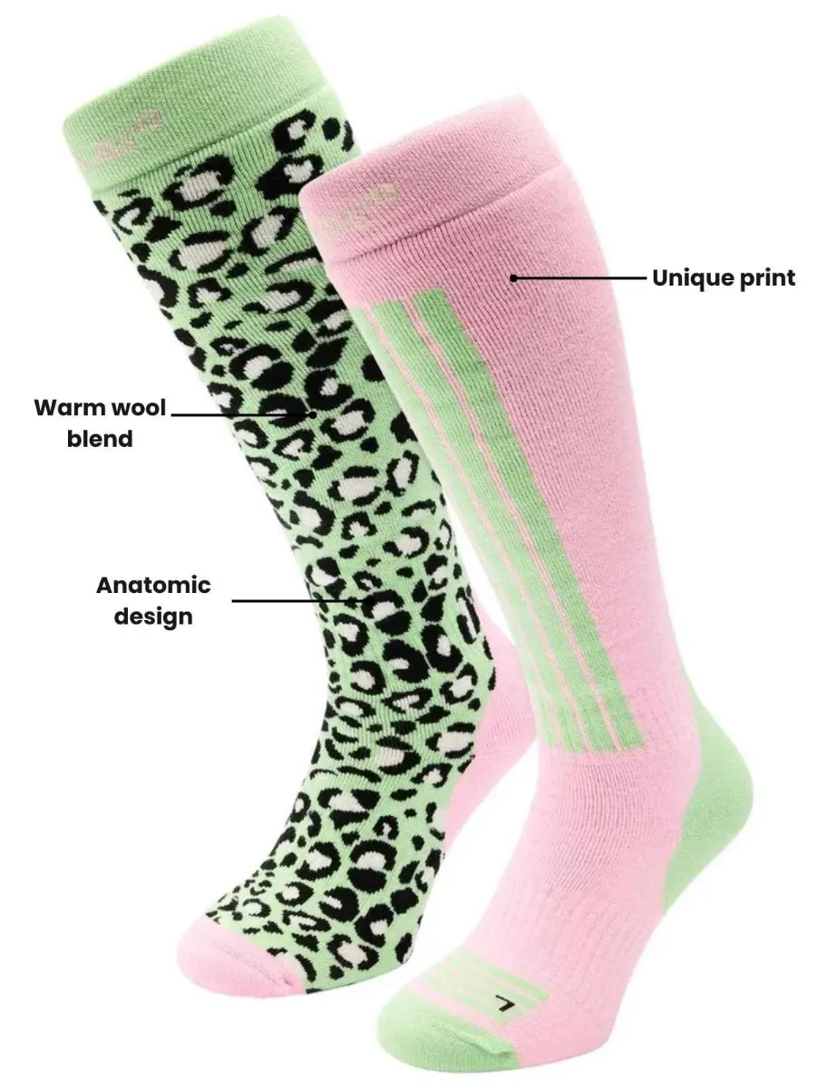 Poederbaas Skisokken Dames 2-pack Avocado