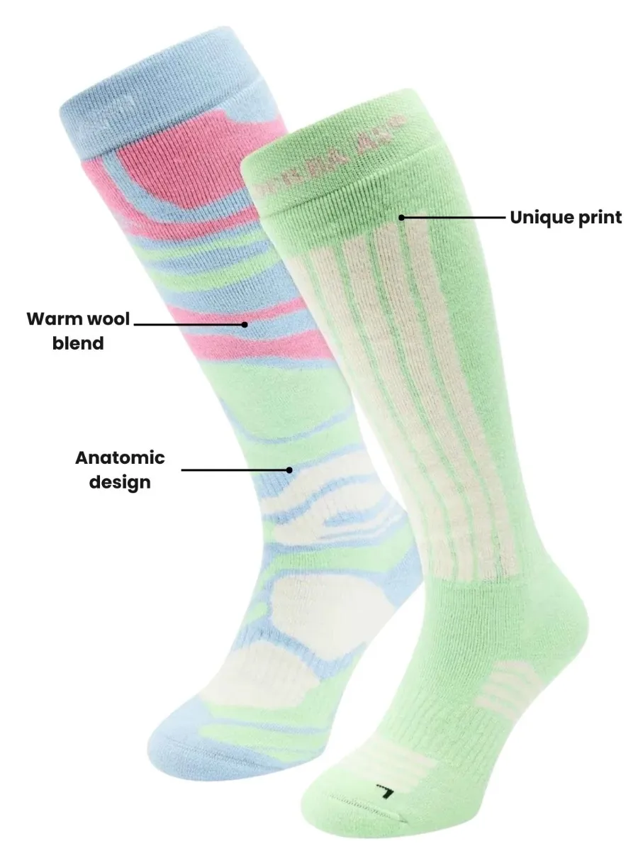 Poederbaas Skisokken Dames 2-pack Ice Blue