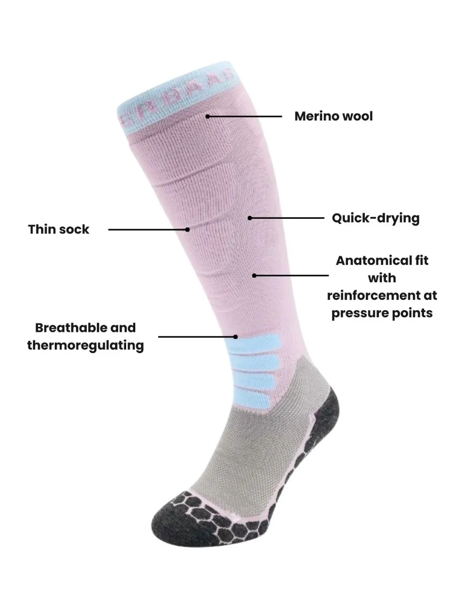 Poederbaas Skisokken Dames Merinowol Pro 3-pack Lila