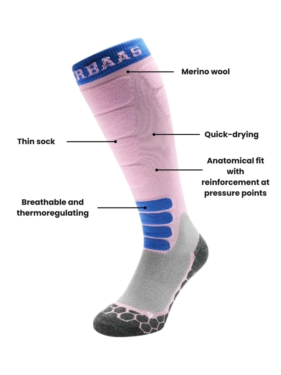 Poederbaas Skisokken Dames Merinowol Pro Powder Rose