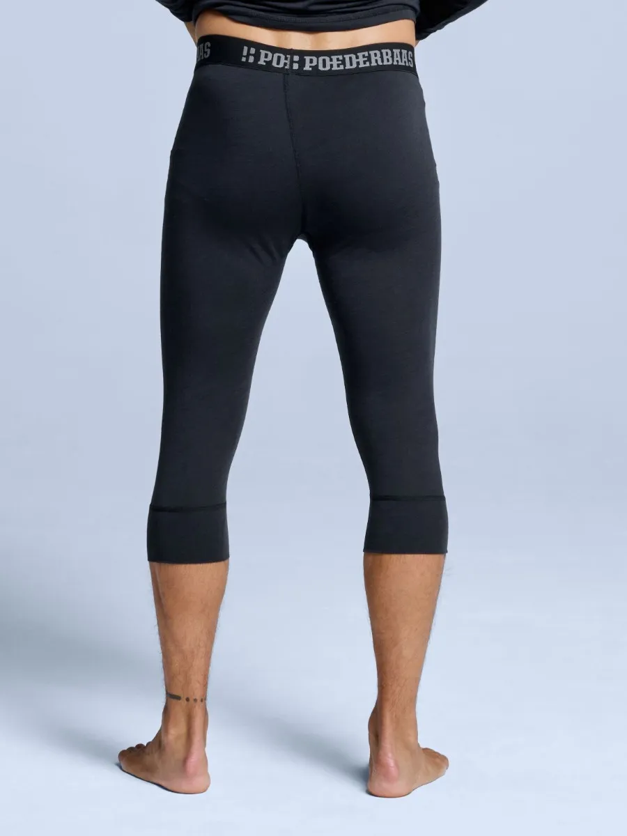 Poederbaas Thermoset Merinowol Heren - Thermoshirt + Thermolegging 3/4 - Zwart