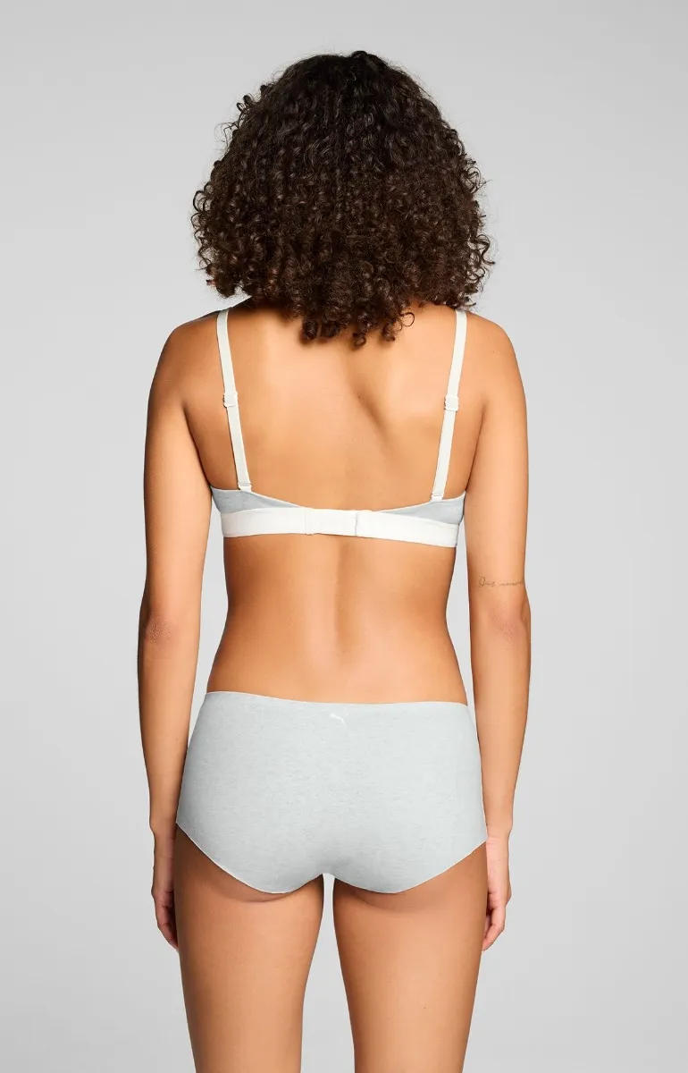 Puma Dames Mini Shorts Invisible Cotton 2-pack Light Grey Melange