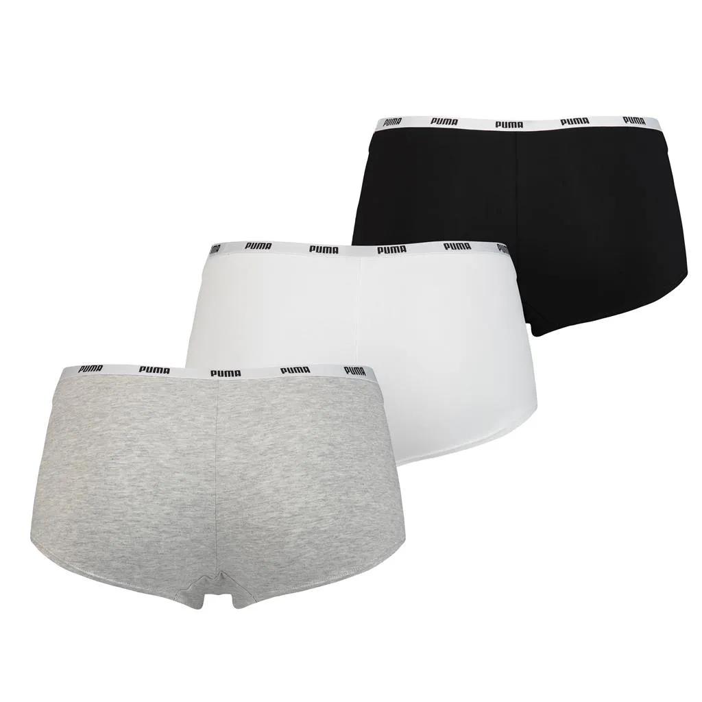 Puma Mini Short Dames Zwart/Wit/Grijs 3-Pack 