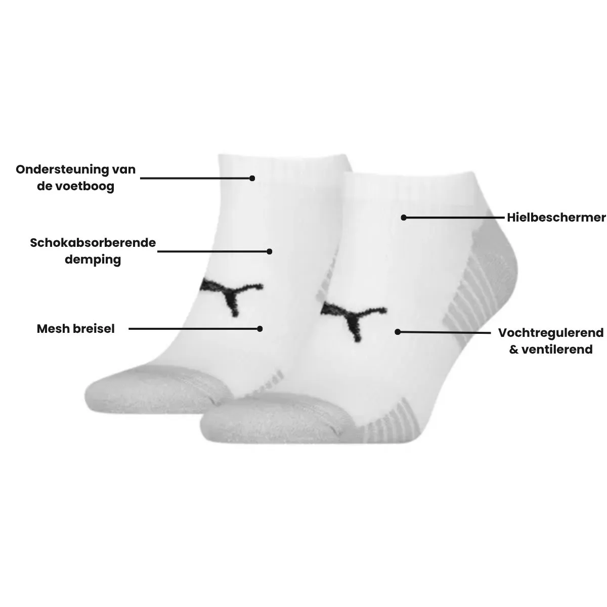 Puma Sport Cushioned Sneakersokken 2-pack Wit