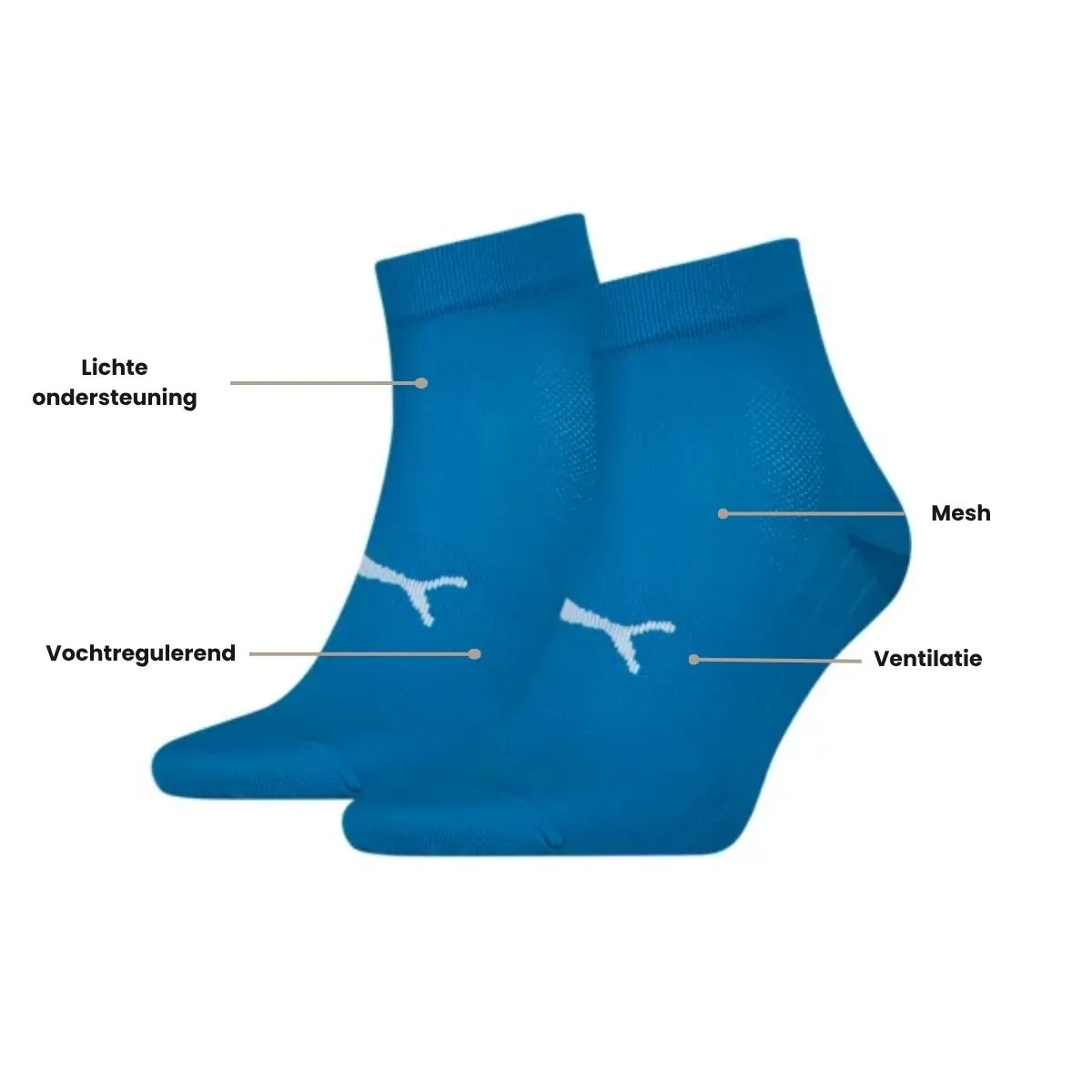 Puma Sport Quartersokken Light 6-pack Blauw