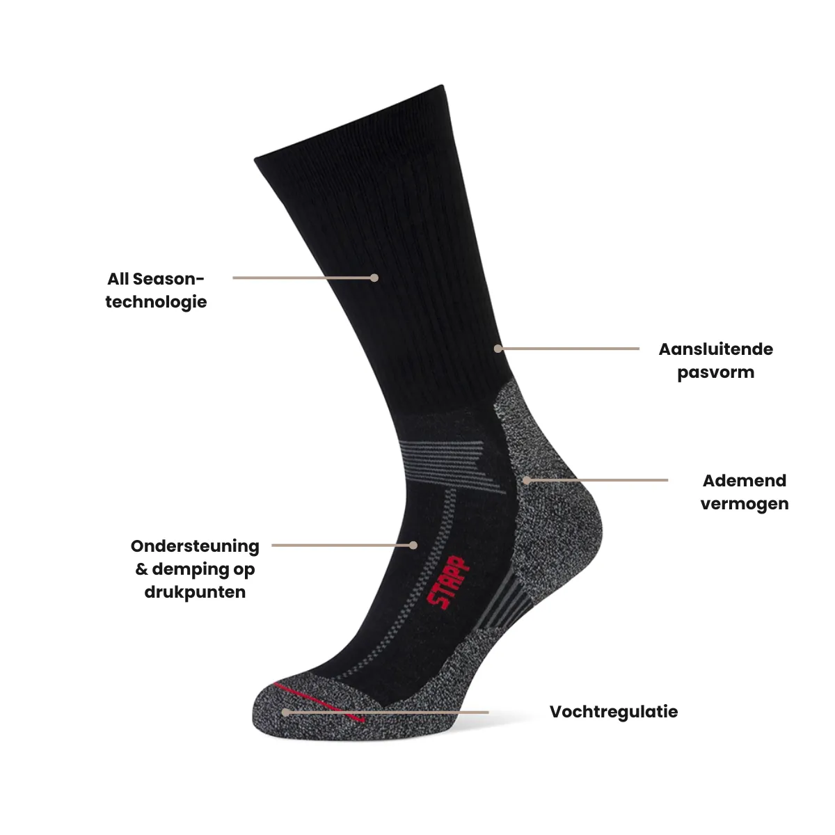 STAPP Wandelsokken Techno Boston All Season Zwart