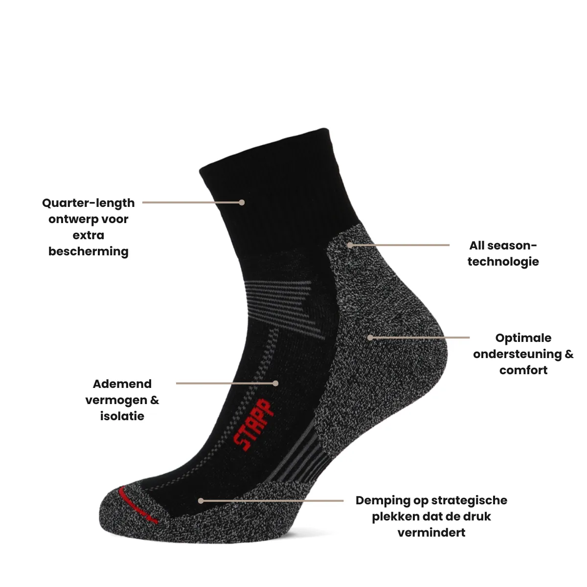 STAPP Wandelsokken Techno Boston All Season Quarter Zwart