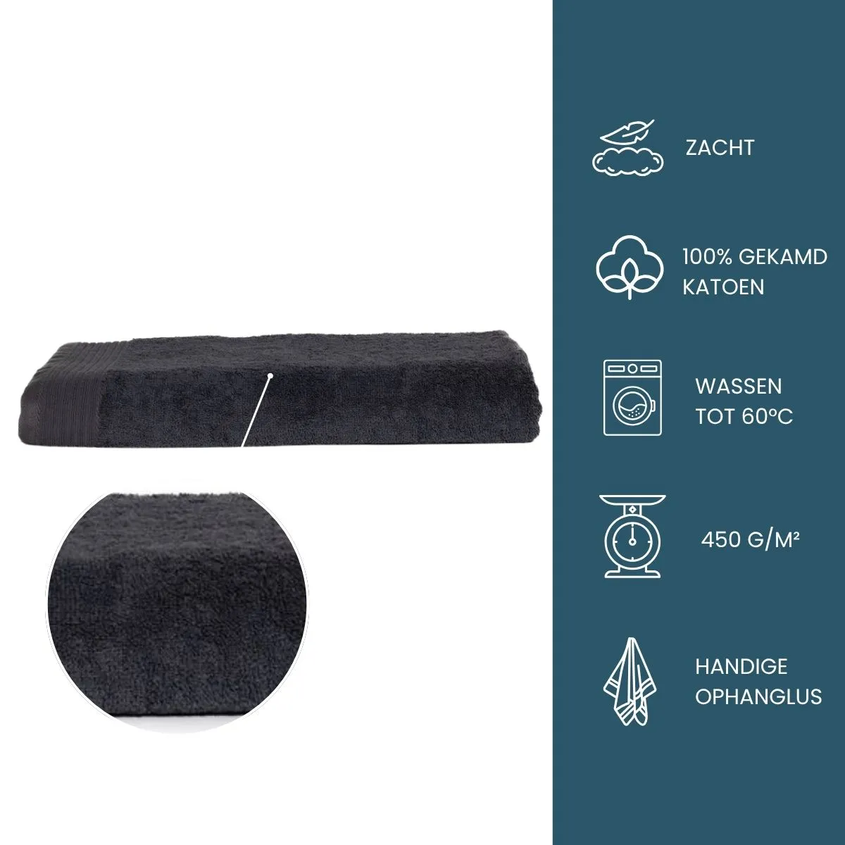 The One Badlaken 450 gram 100x180 cm Antraciet