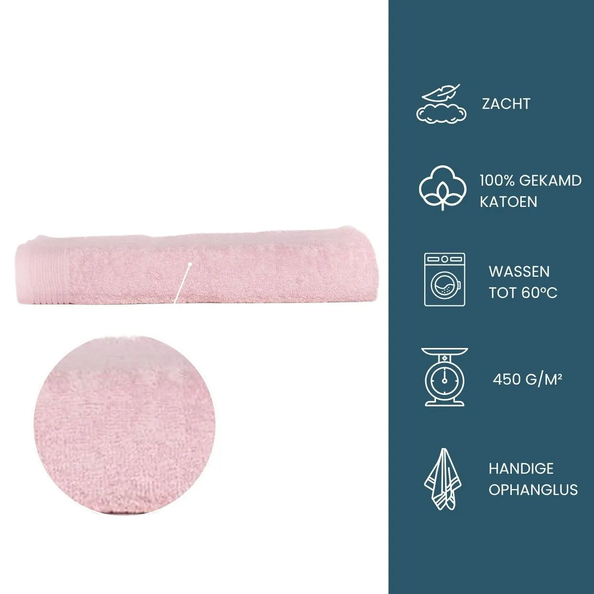 The One Badlaken 450 gram 100x180 cm Licht Roze