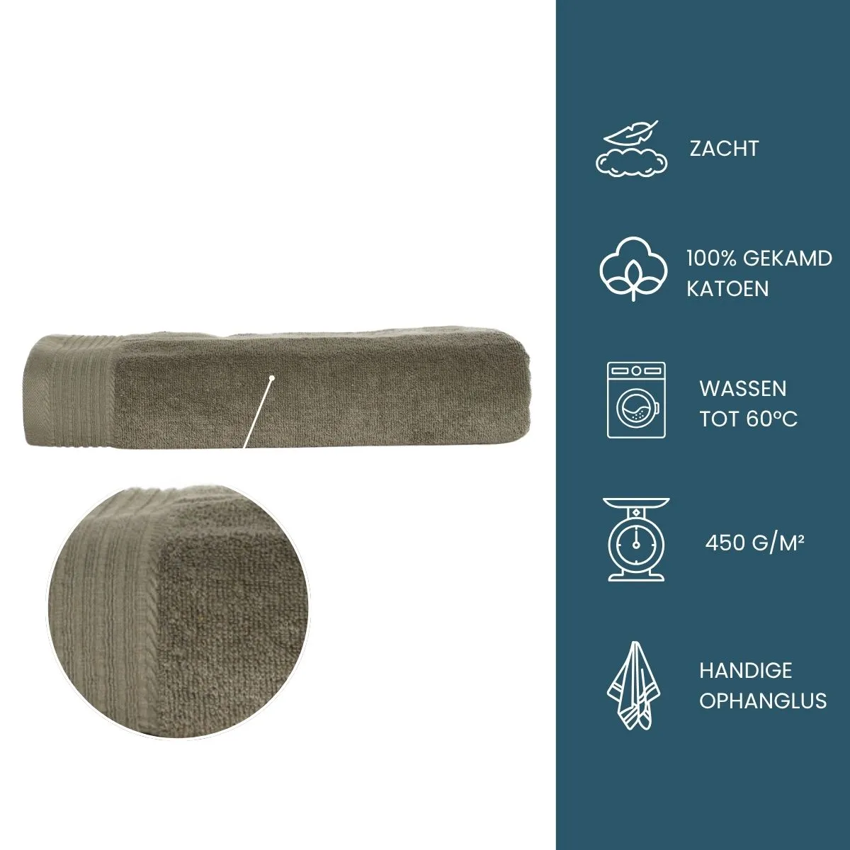 The One Badlaken 450 gram 100x180 cm Olive Green