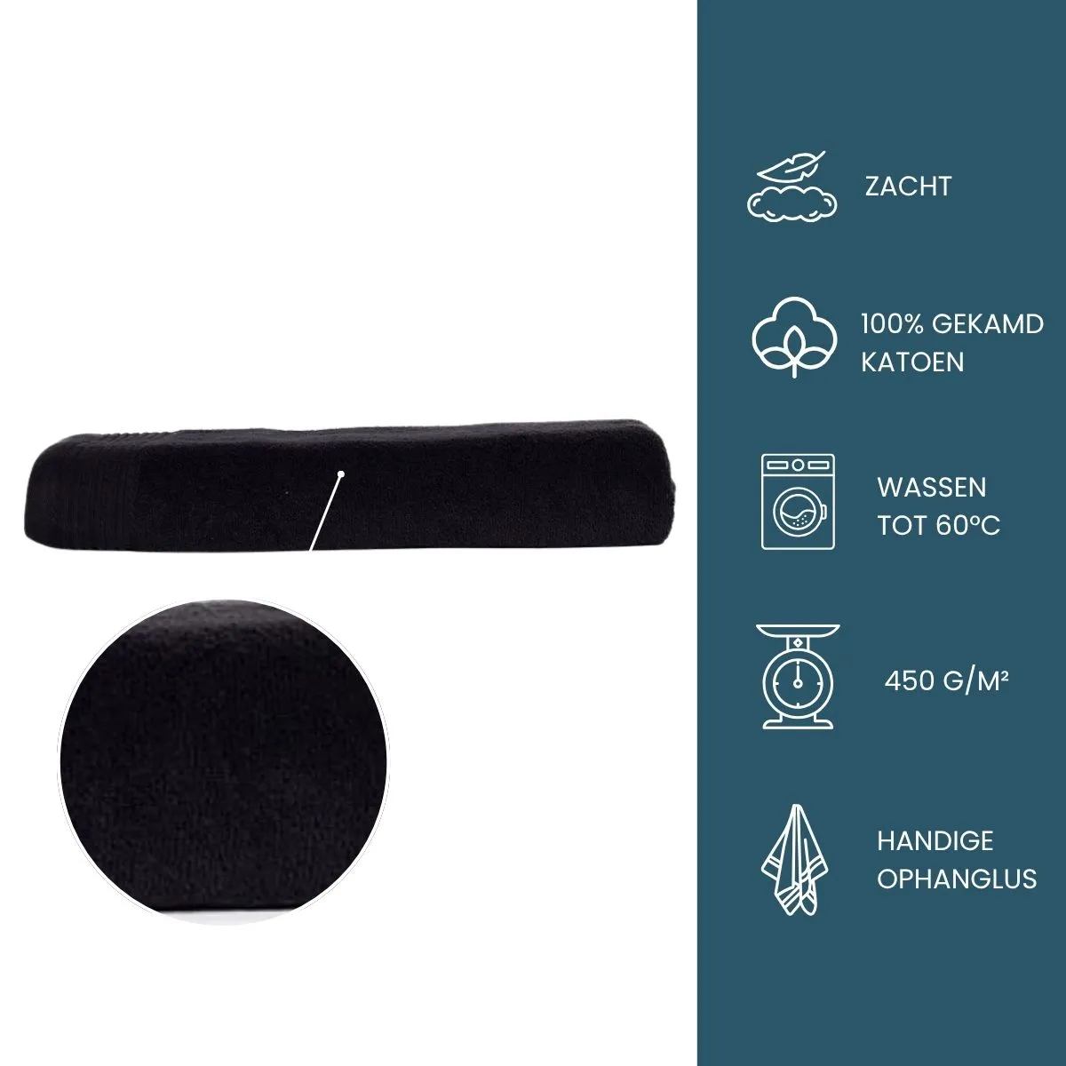 The One Badlaken 450 gram 100x180 cm Zwart