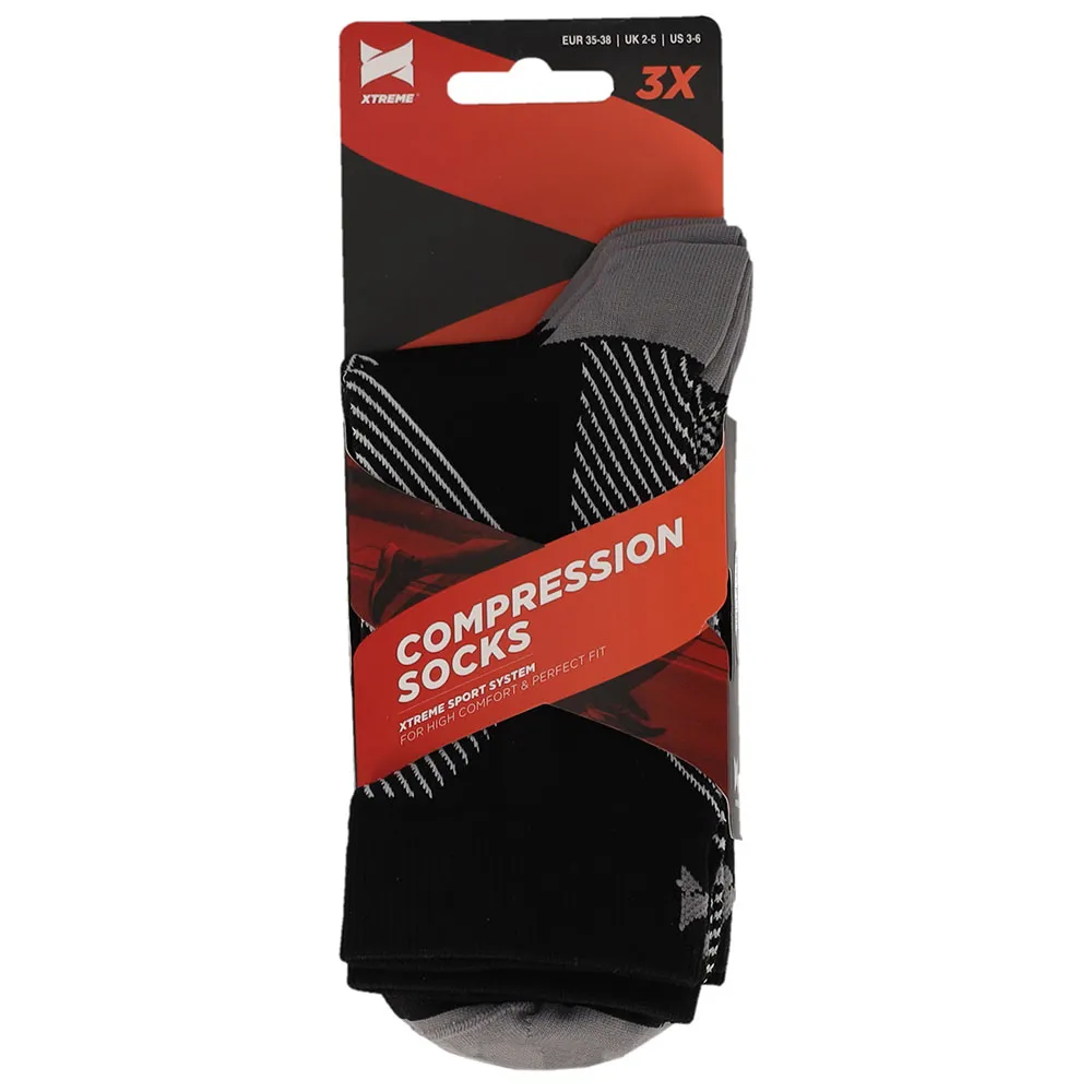 Xtreme Compressiesokken Quarter 3-pack Multi Black