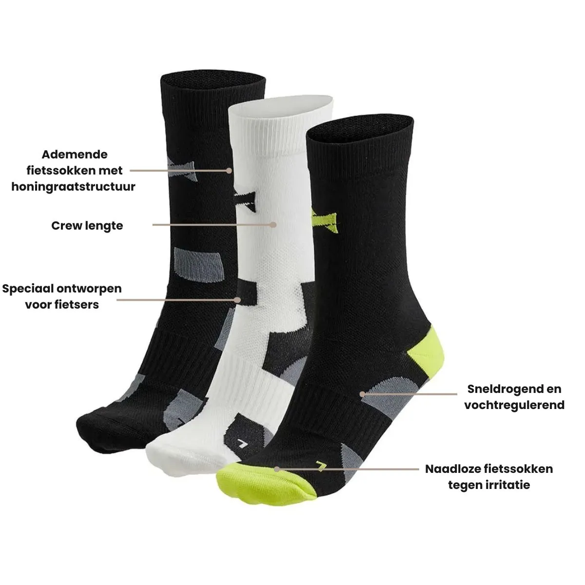 Xtreme Fietssokken Crew 3-pack Multi Black