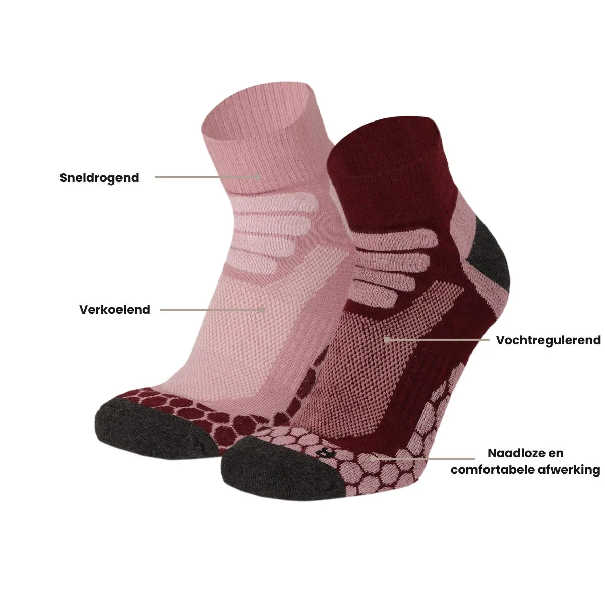 Xtreme Wandelsokken Quarter 6-pack Multi Burgundy