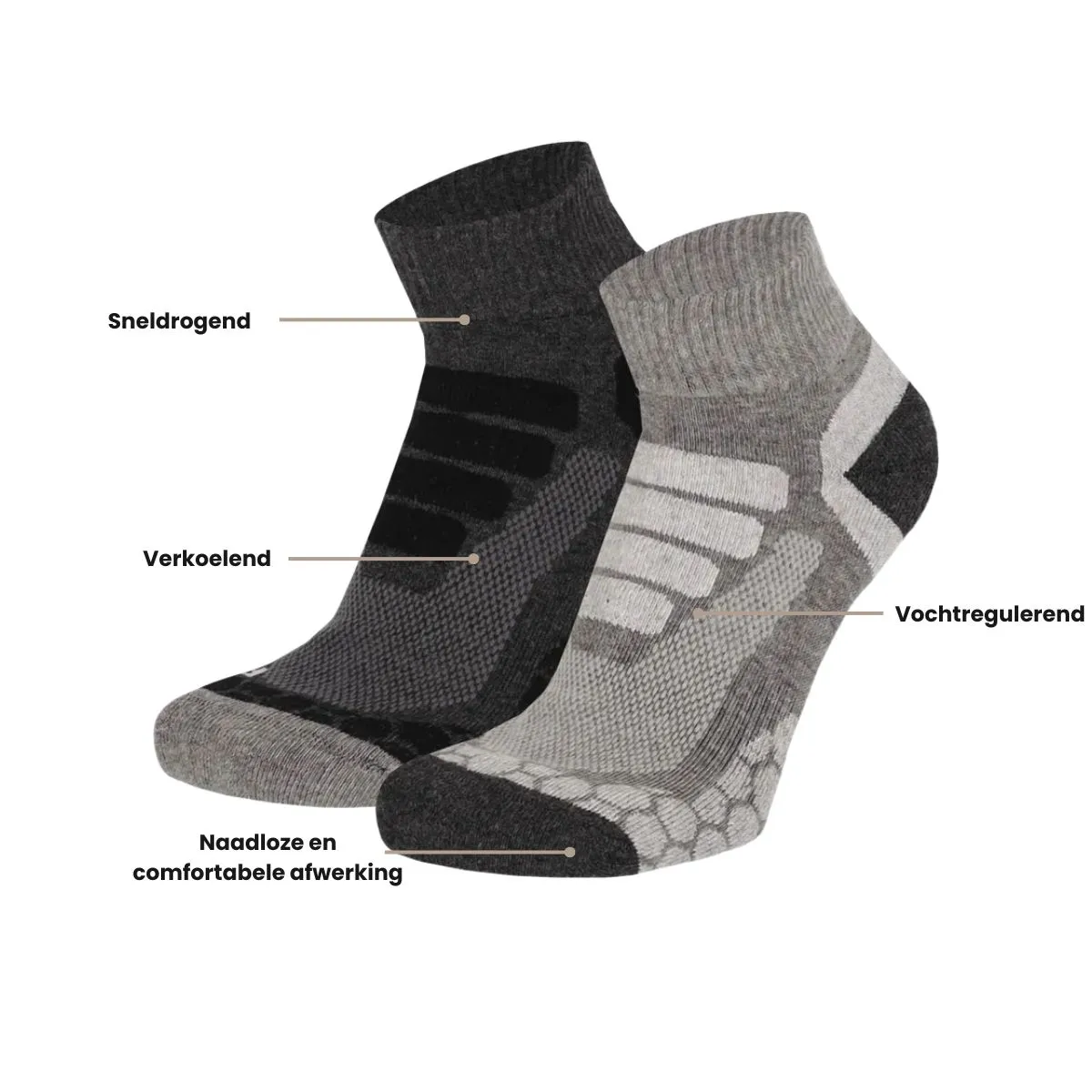 Xtreme Wandelsokken Quarter 6-pack Multi Grey