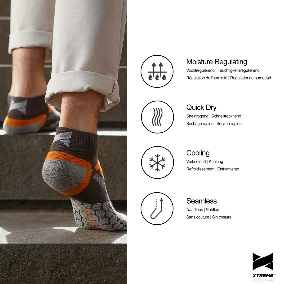 Xtreme Wandelsokken Quarter 2-pack Multi Grey