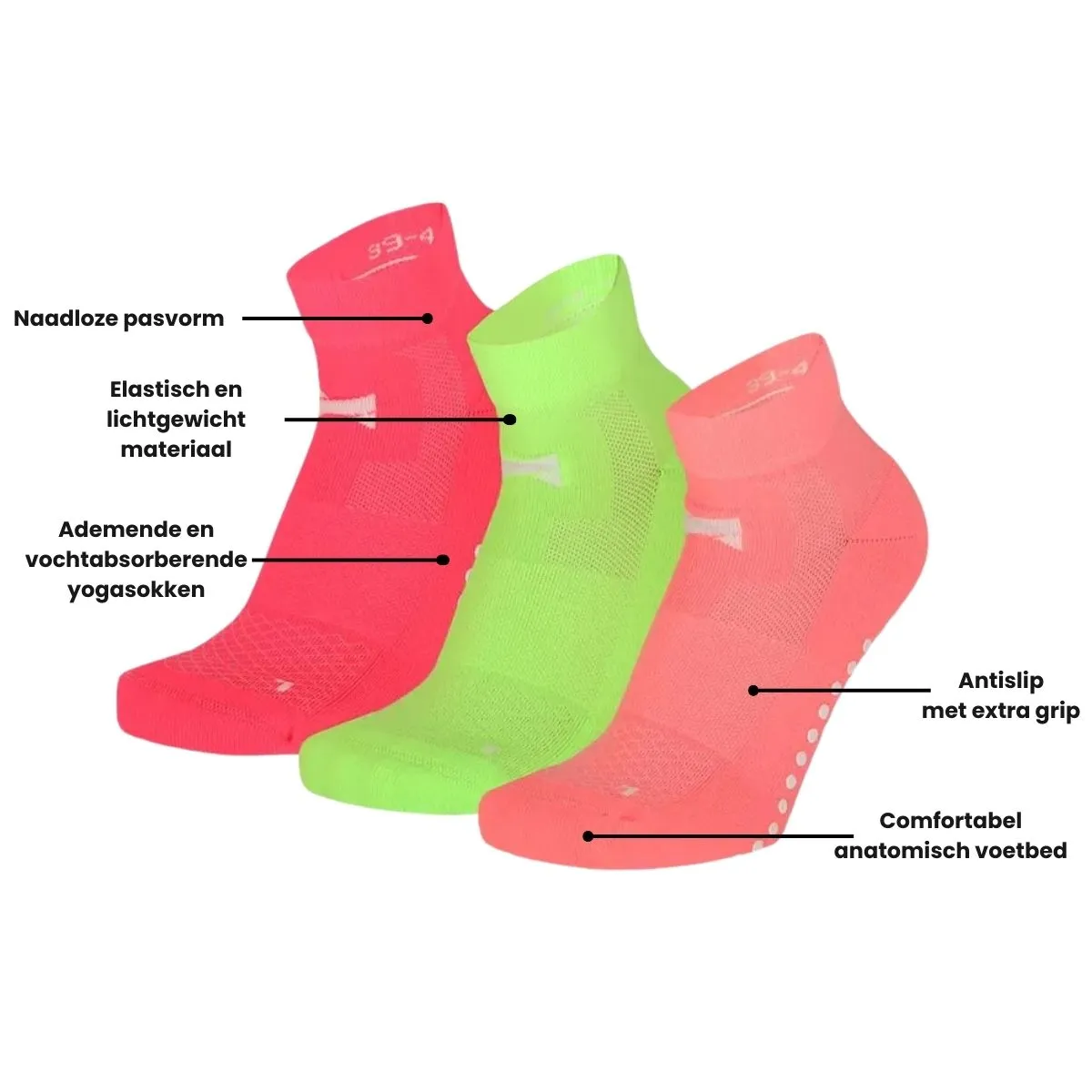 Xtreme Yoga Sokken 3-pack Neon