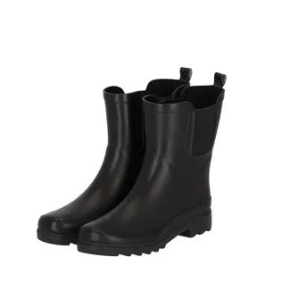 XQ Dames Regenlaarzen Rubber Plain Chelsea Zwart 