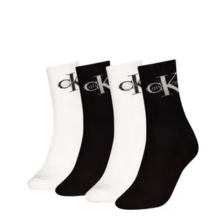 Calvin Klein Sokken Giftbox Dames Monologo 4-pack Wit/Zwart