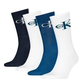 Calvin Klein Sokken Giftbox Heren Monologo 4-pack Blauw/Wit