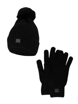 Heatkeeper Dames Winter Set - Muts + Handschoenen - Zwart