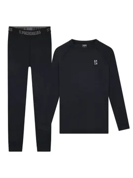 Poederbaas Thermoset Merinowol Dames - Thermoshirt + Thermolegging - Zwart