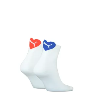 Puma Short Sok Dames Heart 2-pack Wit / Blauw / Rood