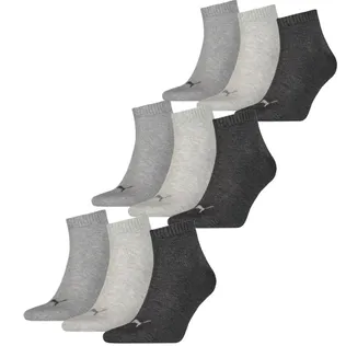 Puma Quarter Sokken Plain 9-pack Antraciet Melange