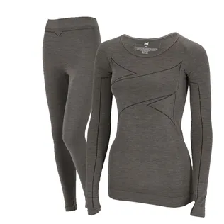Xtreme Thermoset Dames Merino Wol - Thermoshirt + Thermolegging - Grey Melange