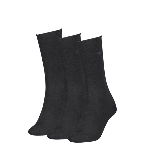 Calvin Klein Sokken Dames Roll Top 3-pack Zwart